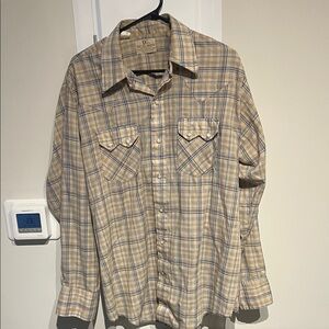 Roper Beige and Blue Plaid Men's Shirt